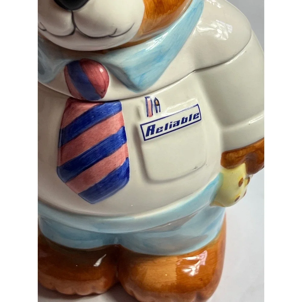 Mr Reliable Bear Cookie Jar Ceramic Handcrafted Professional‎ Bear Figurine